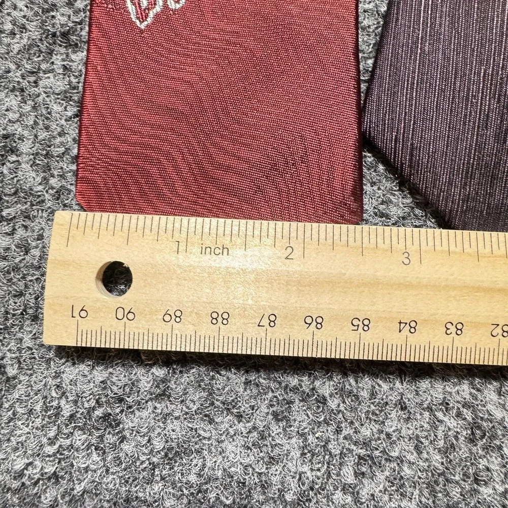 Bugle Boy Vintage Necktie Set Mens OS Purple‎ Red Abstract Crest Retro Academia